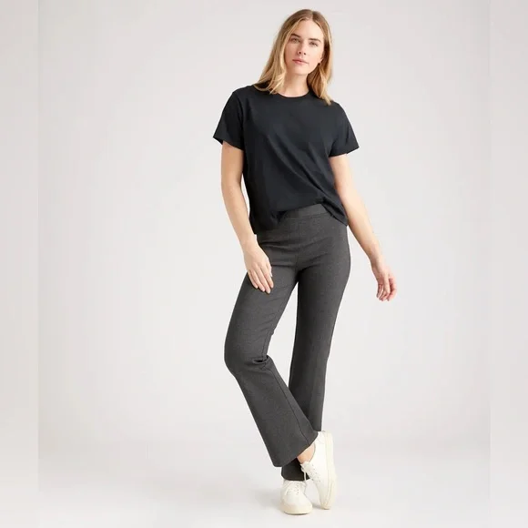 Quince Ultra-Stretch Ponte Bootcut Pants Charcoal Flare XL - Picture 2 of 11
